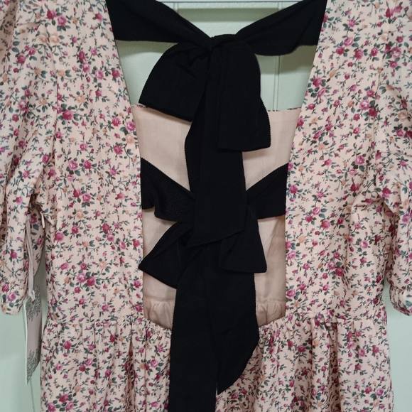 Pink Floral Maxi Dress with Bow Back - Picture 8 of 9